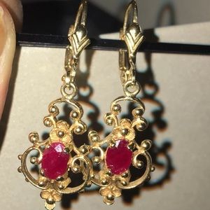 Beautiful Ruby 14kt gold earrings